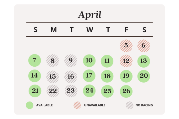 Reserved grandstand dates